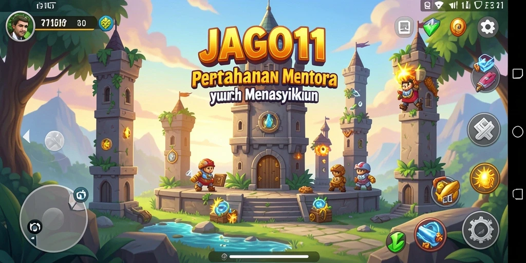 Screenshot JAGO11 menampilkan aksi seru dalam permainan Tower Defense.