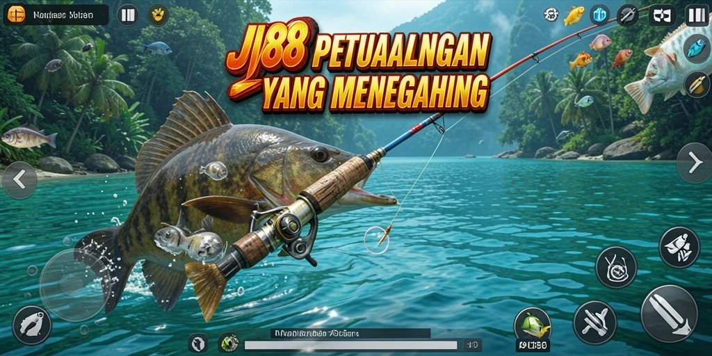 Tampilan screenshot JV88 menunjukkan gameplay memancing yang seru.