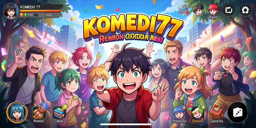Tampilan gameplay KOMEDI77 yang seru dan penuh warna.