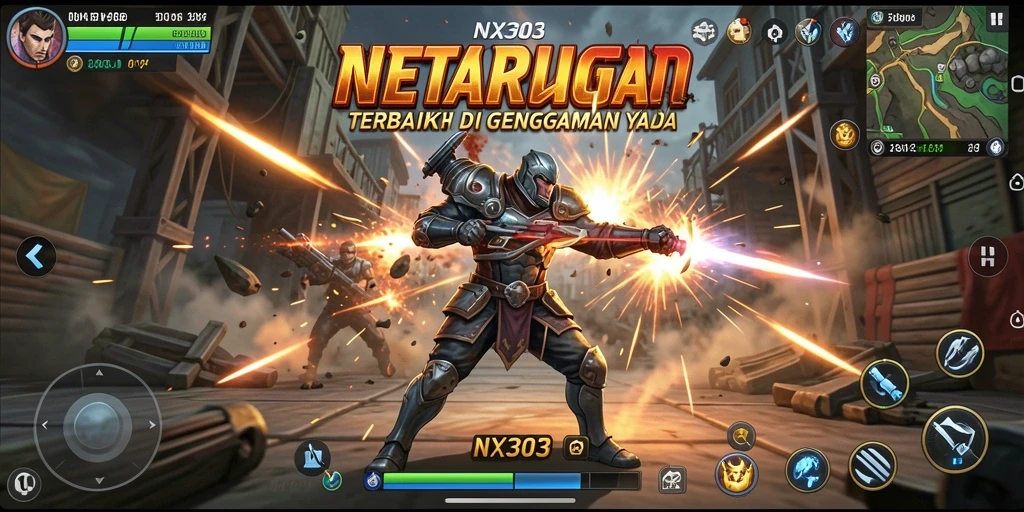 Screenshot menunjukkan karakter bertarung dalam aksi seru di NX303.