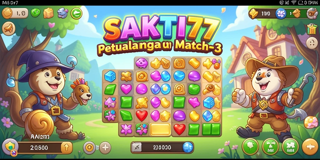 Gameplay Match-3 yang mengasyikkan dan penuh warna.